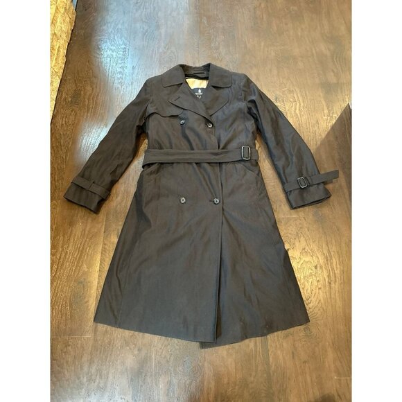 London fog black trench coat women’s L GB7 - Picture 1 of 3